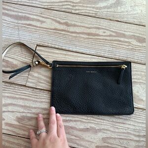Tory Burch Black Leather Wristlet